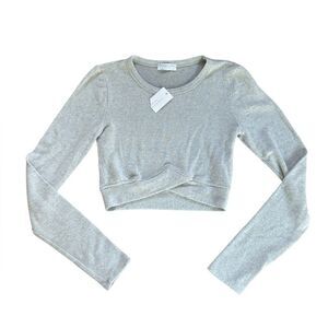 Altar’d State Intimates Long Sleeve Cropped Gray Sweater Womens Medium NEW